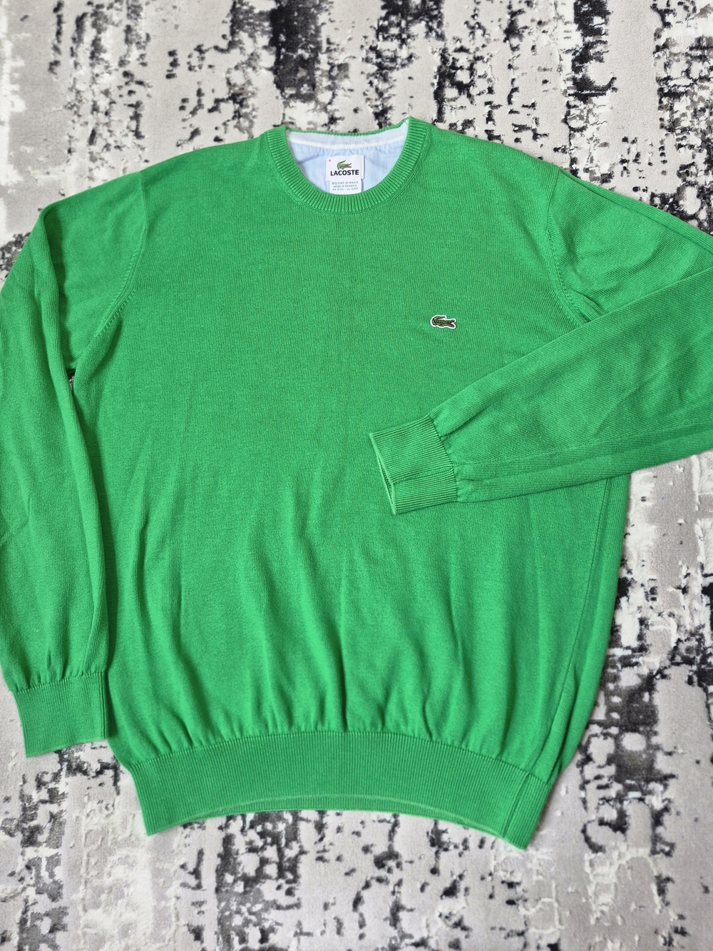 Lacoste crew neck men knit sweater ribbed collar cuffs with Logo 4